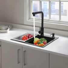 Kitchen Sink Stainless Steel Sink Sink Black Stainless Steel Built-in Sink w/Tap