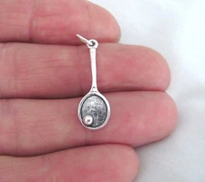 Sterling Silver tennis racquet with ball charm