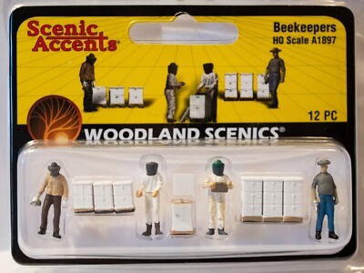 Woodland Scenics HO #1897 Beekeepers, Hives & Smokers - Scenic Accents(R)