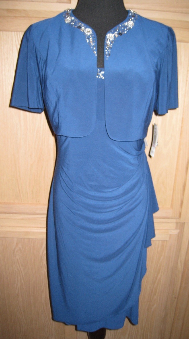 Alex Evenings 2pc Smoke Blue Embellished Draped Formal Dress w/Jacket, 6R - $189 | eBay Alex Evenings 2pc Smoke Blue Embellished Draped Formal Dress w/Jacket, 6R - $189 | eBay