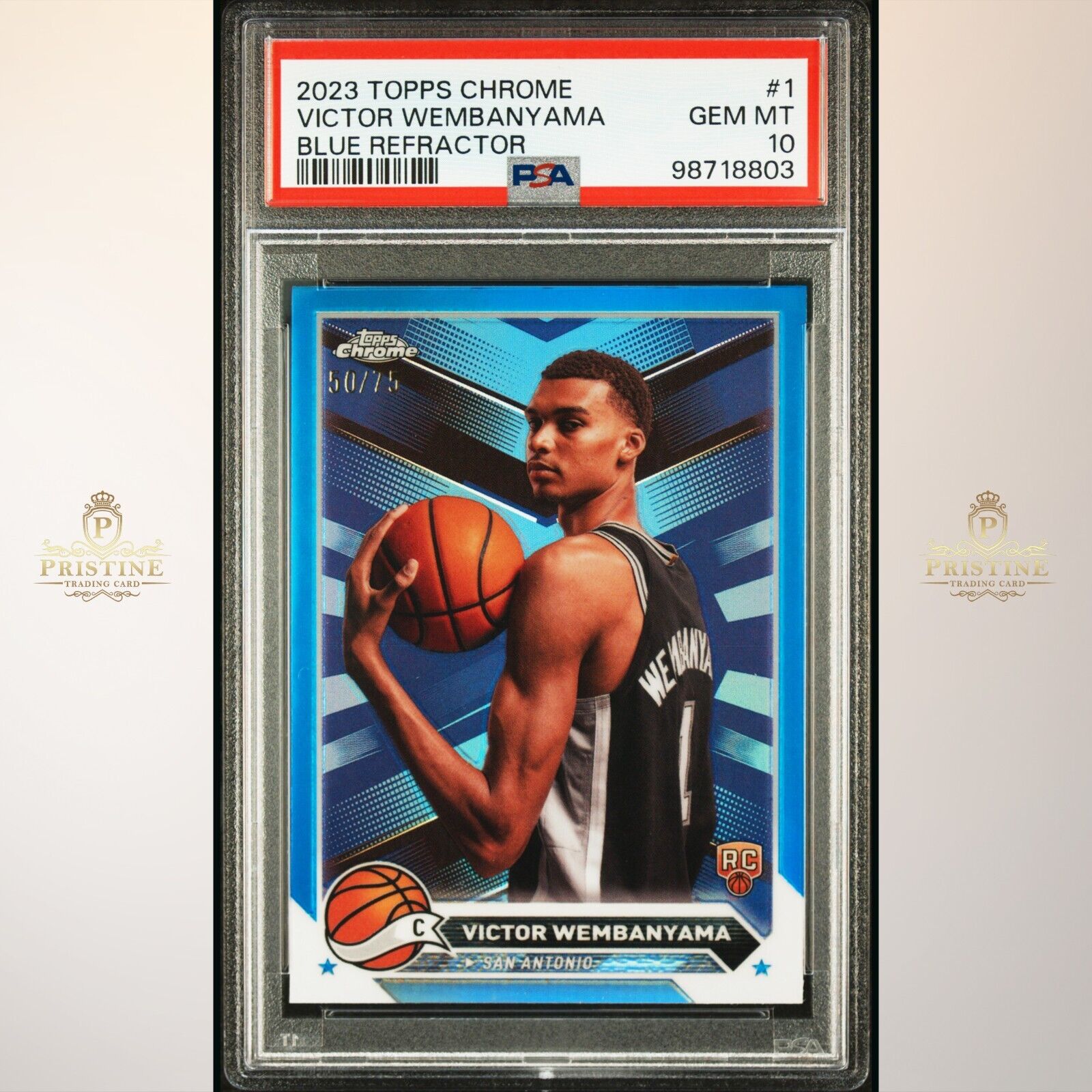 Victor Wembanyama 2023 Topps Chrome #1 Blue Refractor /75 Victor Wembanyama 2023 Topps Chrome #1 Blue Refractor /75