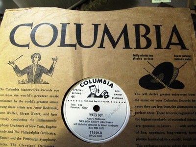 DJ RADIO PROMO Nelson Eddy Negro Song RILEY Short'nin Bread/ WATER BOY Columbia