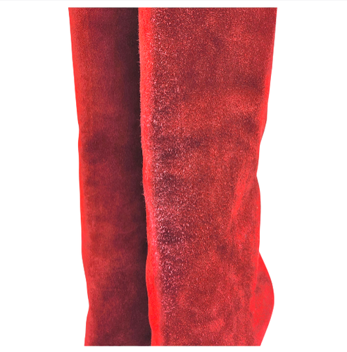 Christian Louboutin Vitish Daim Bottes Hauteur Genou Rouge Ue 35.5 US 5 - Neuf - Photo 5 sur 8