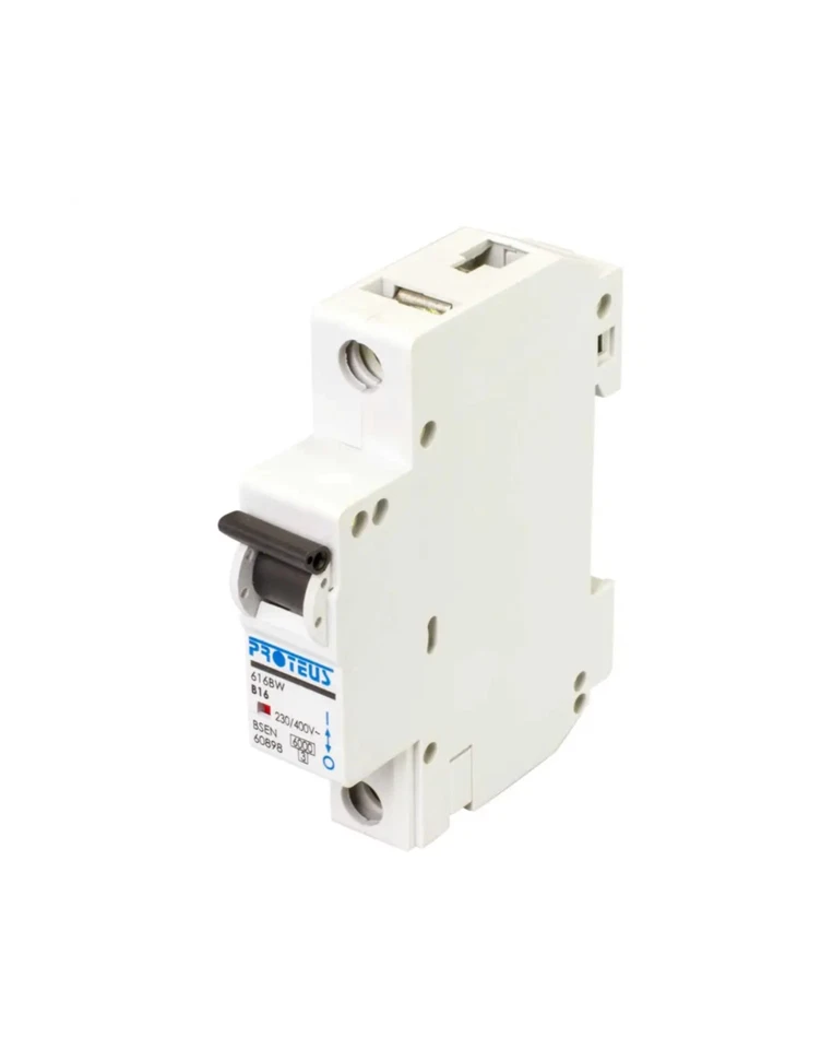 Proteus 16A Single Pole 6kA B Curve MCB Circuit Breaker