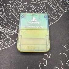 Sony PS1 Official Memory Card SCPH-1020   Transparent Blue/Green   OEM Japan