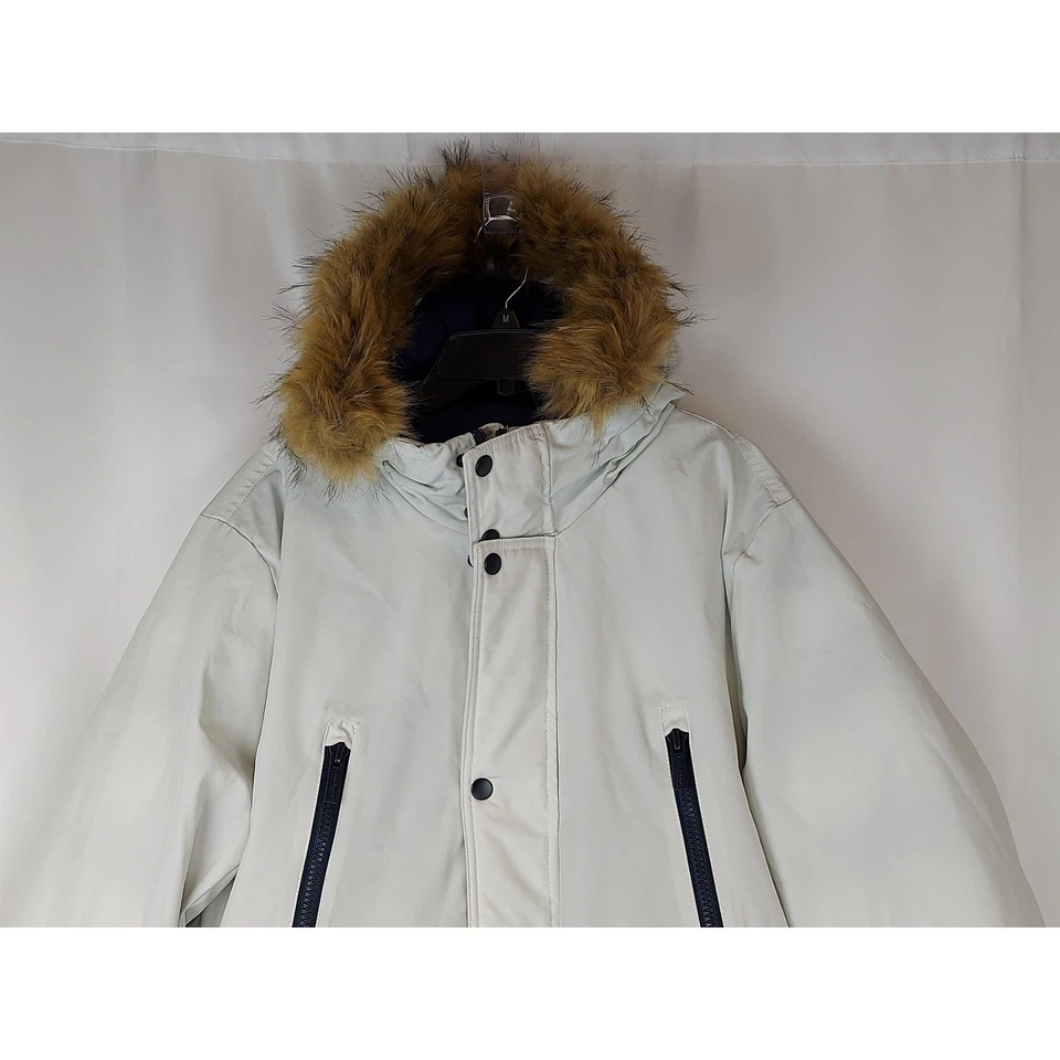 Club Room Men's New Parka Jacket Faux-Fur Hood Ice Gray XL Coat - Image 2 of 4