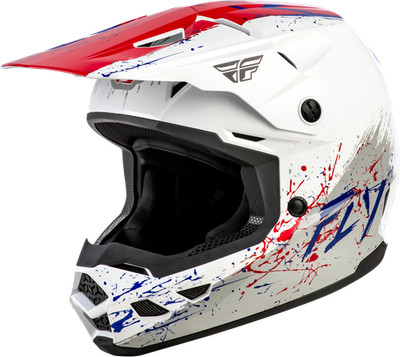 Fly Racing Youth Kinetic Drip Helmet Red/White/Blue YL - DOT & ECE Approved