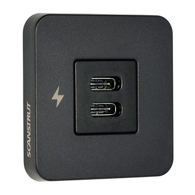 Scanstrut TILE USB-C Interior Charging Socket, 12/24V 60W, Black Bezel