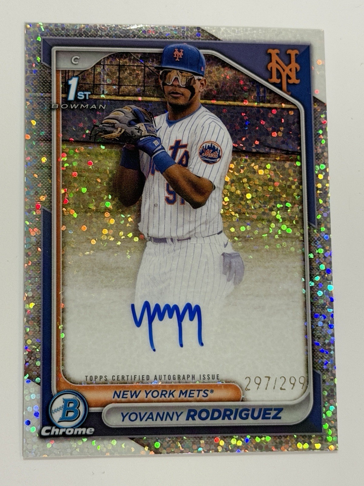 2024 Bowman Chrome Yovanny Rodriguez Auto Speckle Refractor 1st #/299 Mets