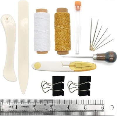 16-Piece Bookbinding Tools Set with Bone Folder and Waxed Thread for DIY