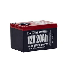 Dakota Lithium 12V 20Ah LiFePO4 Deep Cycle Battery USB Voltmeter 11Y Warranty