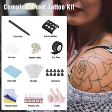 DIY Tattoo Kit Poke a Stick Hand Tool Set 20 Needles Ink Grommet Ink Cup Bandage