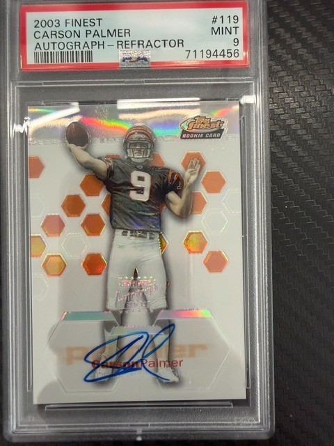 2003 Topps Finest Autograph Refractor #119 Carson Palmer RC /199 Auto PSA 9