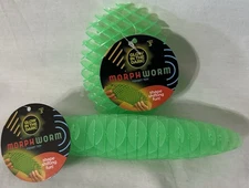 Two (2) Morph Worm Glow In The Dark Fidget Toy Shape Shifting Extends, Green
