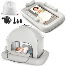 Inflatable Toddler Travel Bed with Tent   Foldable Portable Toddler Bed Cot -...
