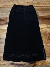 American Girl Skirt Sz 12 Black Floral Pull On Long Skirt