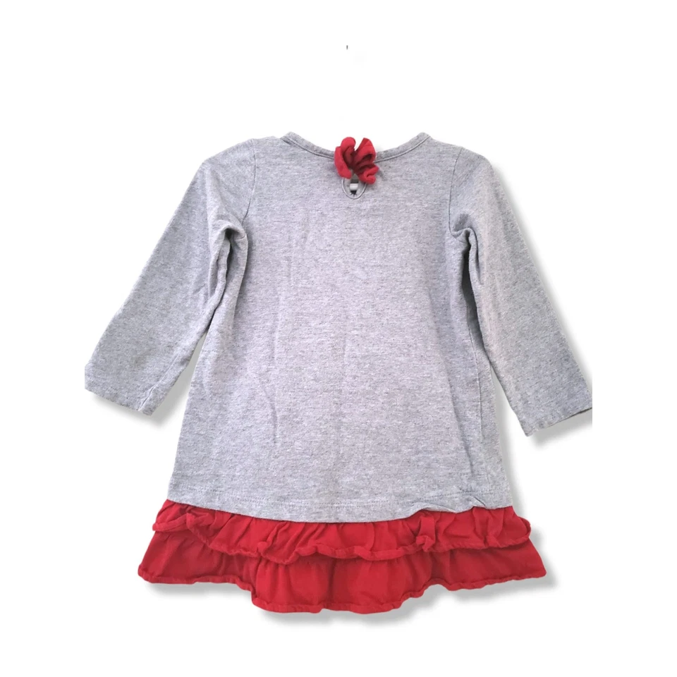 Vestido Gymboree 2T Niñas Copo de Nieve Volantes Gris Rojo Foto 2 de 4