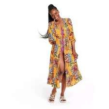 Target Tabitha Brown Orange Floral  Swim Coverup Duster Size 1X