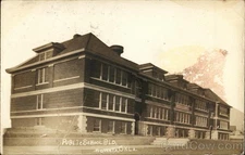 Nowata, Oklahoma OK Public School Building 1c stamp Original Vintage RPPC