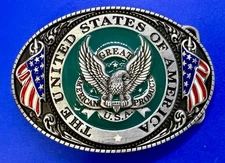 The United States of America Patriotic Flag Great American Products Belt Buckle