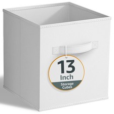 Collapsible Fabric Cube Storage Bin 13" x 13" White
