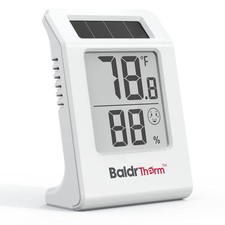 Digital Thermometer Humidity Gauge Meter Solar-Powered 2.2" Indoor Temperature
