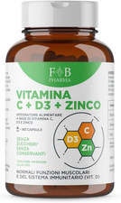 FB Pharma - Integratore Di Vitamina C + Zinco + Vitamina D3 - Alto Dosaggio, 180