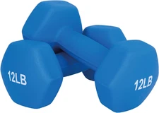 12Lb Neoprene Dumbbell Hand Weights, Sets of 2 with Multiple Weight Options, Hex