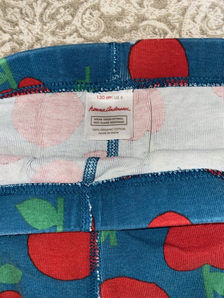 Hanna Andersson Apple Print 2 件长 John 睡衣 女孩 尺寸 130/8 — 第 4/4 张图片