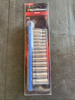 Gearwrench 13 Piece 1/4'' Drive, 6 Point Deep Socket Set, Metric 4 to 15mm #80304