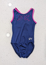 GREAT GK Elite Child Medium CM Gymnastics Dance Leotard SOFT Blue Pink SEQUINS