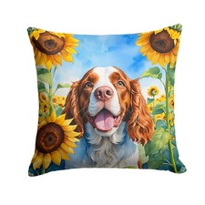 Caroline's Treasures Welsh Springer Spaniel in Sunflowers Throw Pillow