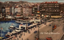 Old Port of Marseilles vintage postcard f559