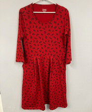Vermont Country Store Women's Md Red Floral Midi Dress 95% Cotton