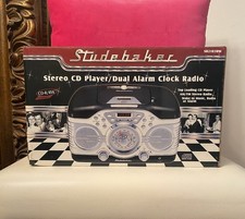 Studebaker SB2103BW Stereo, CD Player, Dual Alarm Clock Radio Sealed in box NEW