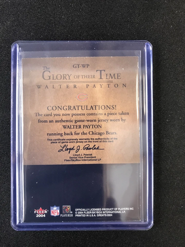 2004 Fleer Greats #GT-WP Walter Payton Game Used Patch - Image 2 of 2