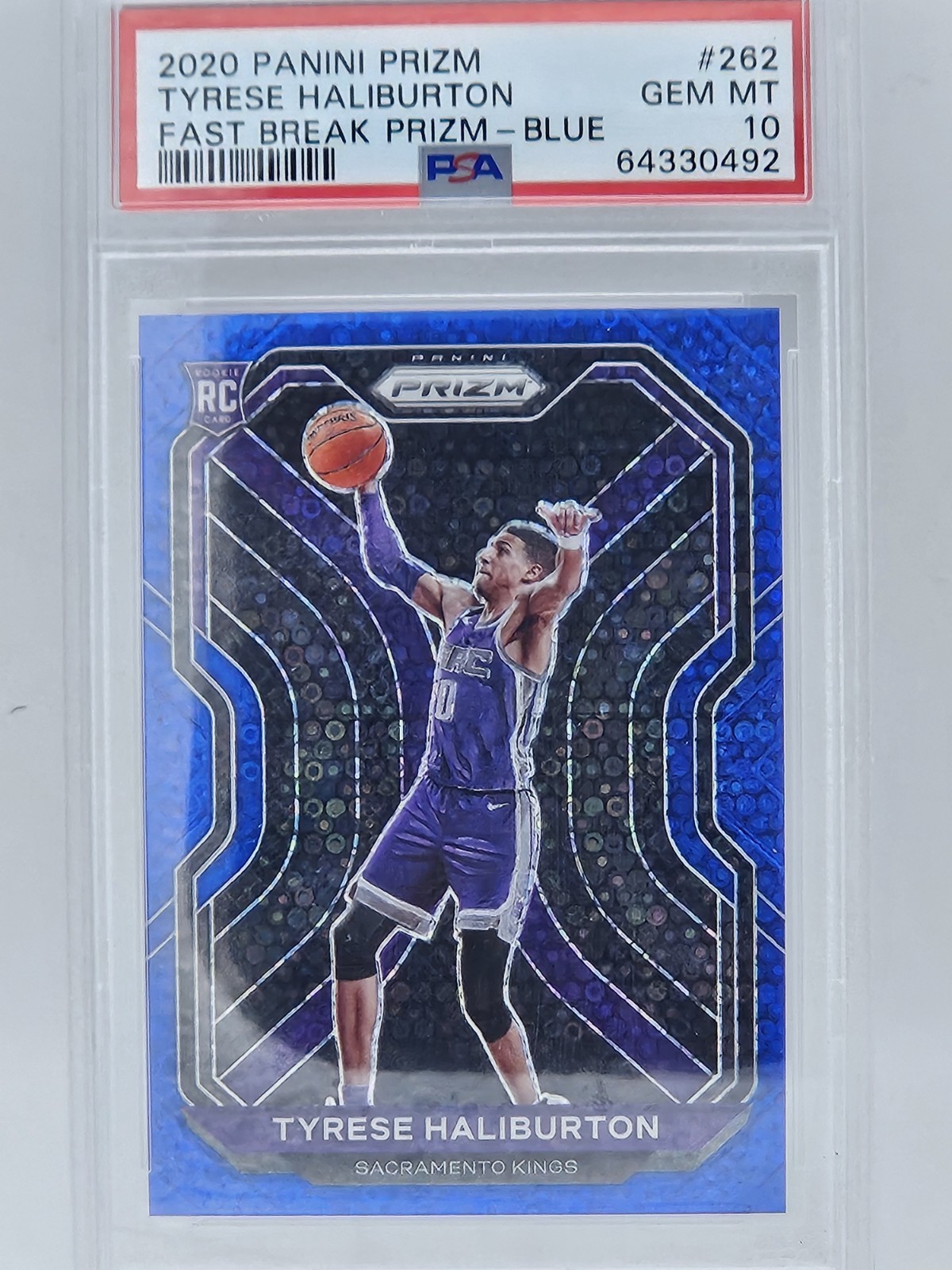 2020 Prizm #262 Tyrese Haliburton RC Fast Break Prizm Blue /175 GEM MT PSA 10!