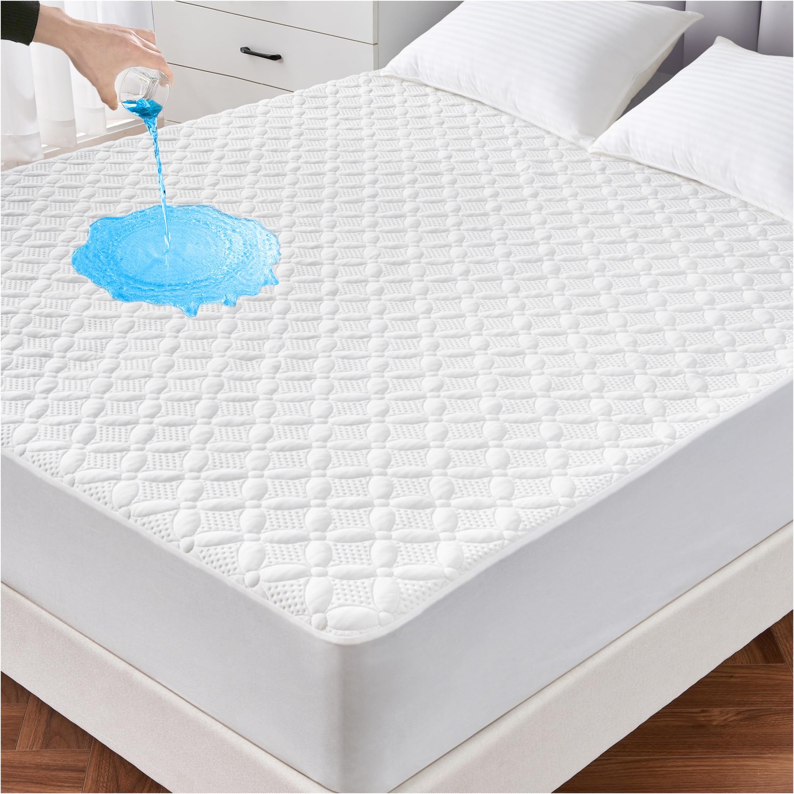 Waterproof King Size Mattress Protector Soft Breathable Noiseless Hypoallergenic