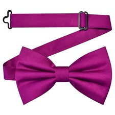 Branduce Solid Color Pre-tied Bow Tie Quality Adjustable Bowtie for Men Plum