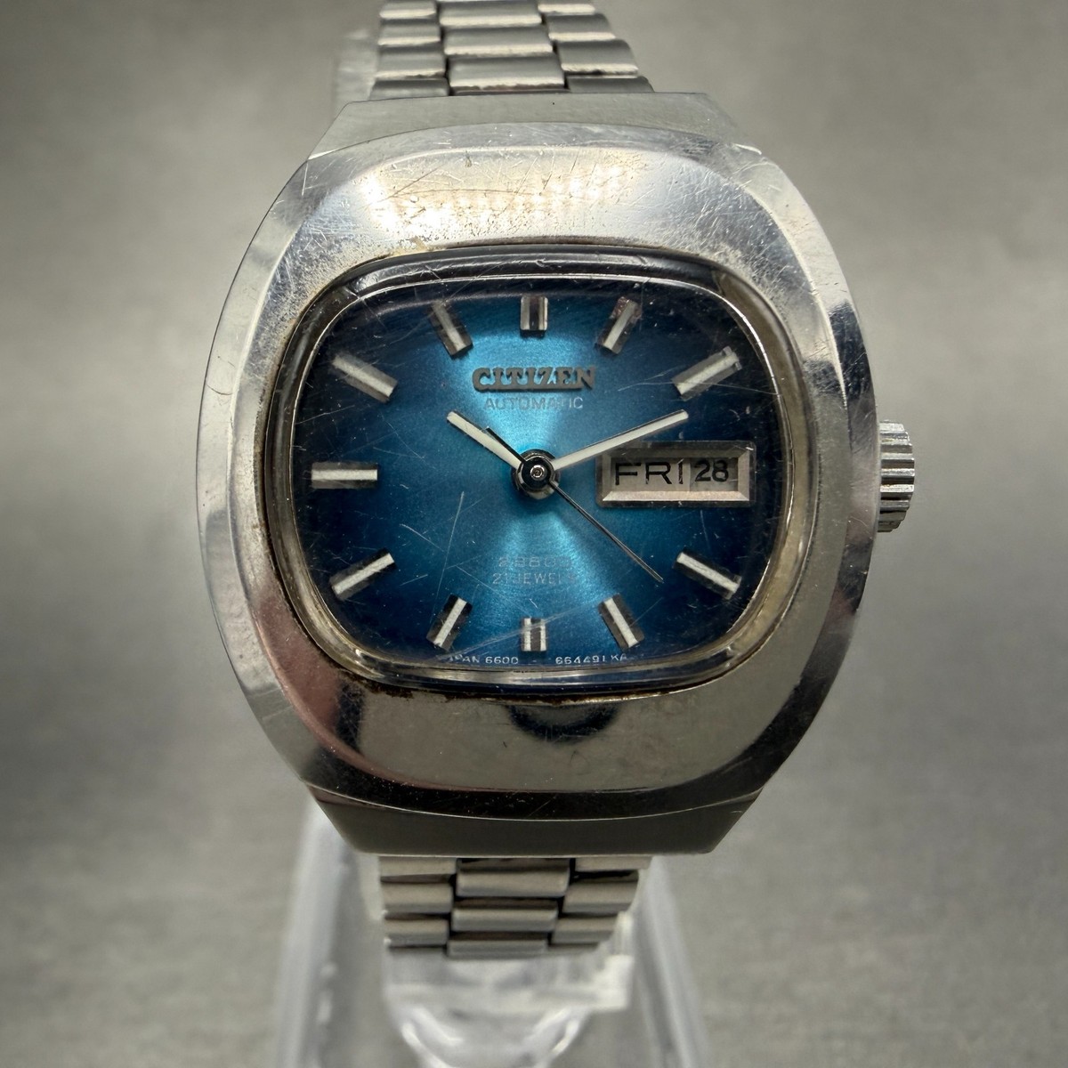 Citizen Automatic Watch Women 26mm Blue Dial Silver Tone Daydate 4