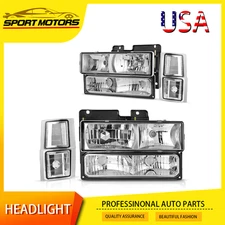 Headlights Pair & Corner Signal Lamps For 1994-1999 Chevrolet C/K 1500/2500/3500