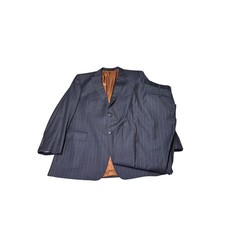 Jos. A. Bank Joseph Mens 46L W42 L31 Suit Navy Blue Pinstripe 100 Wool 2-Piece