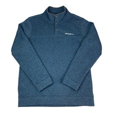 Eddie Bauer Fleece Pullover 1/4 Snap, Heather Blue, Men's Size Medium