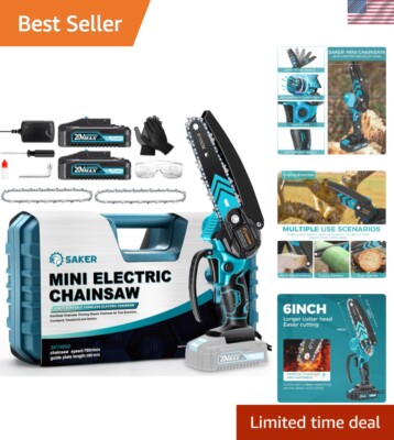 Portable 6-Inch Electric Chainsaw with Lithium Batteries - Easy to Use for Home