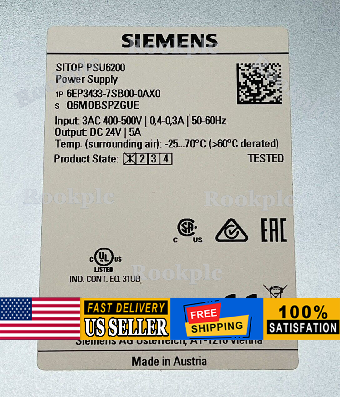 New Siemens 6EP3433-7SB00-0AX0 SITOP PSU6200 Power Supply 6EP3 433-7SB00-0AX0