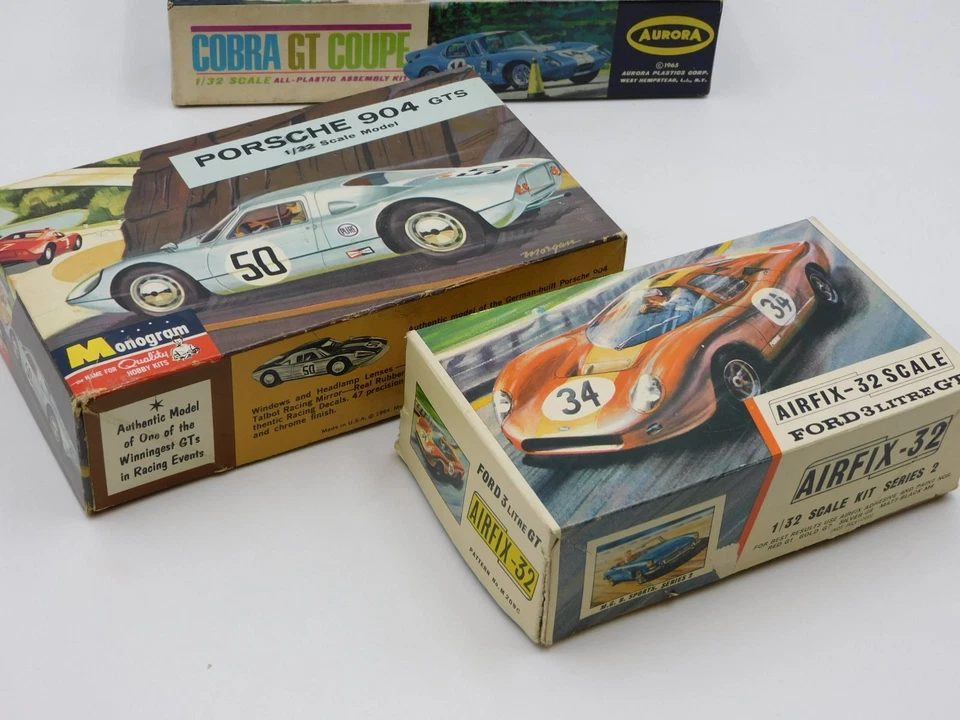  Aurora Cobra Monogram Porsche 904 Airfix Ford GT 1/32 kit SOLO SCATOLA VUOTA - Immagine 2 di 4