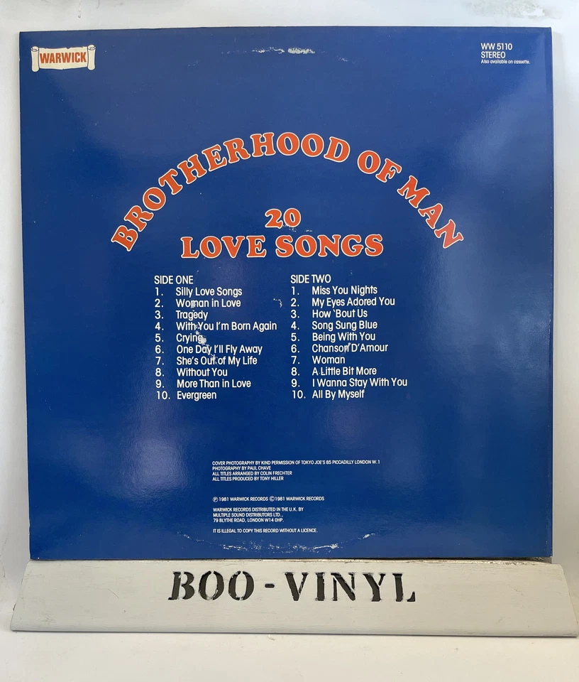 Brotherhood of Man ~ 2 vinyl LP Records 20 Disco greats + 20 Love songs NM/NM - Image 4 of 4