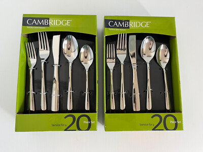 2 new in box Cambridge Rachel Mirror 18/0 20-Piece sets