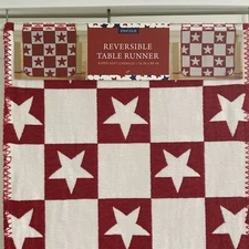 Table Runner USA Star Chenille Cloth Red White Patriotic 16x80 Envogue Reverse
