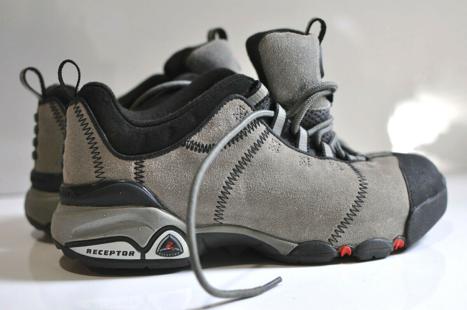 Ecco Womens Receptor grey leather trail hiking shoes size EU 37